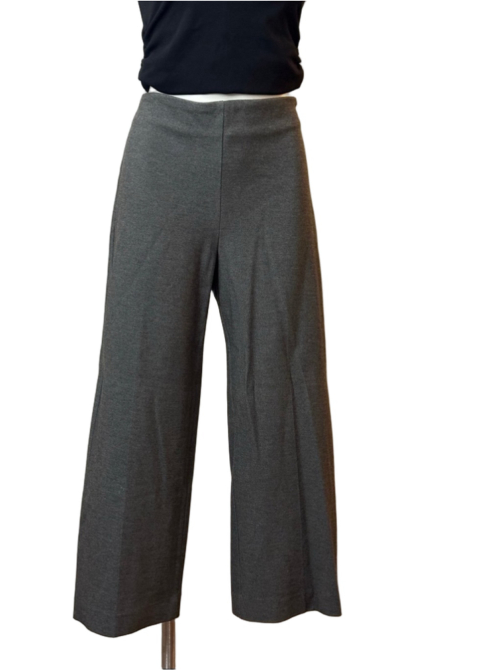 Ann Taylor Gray Wide-Leg Ponte Cropped Pants